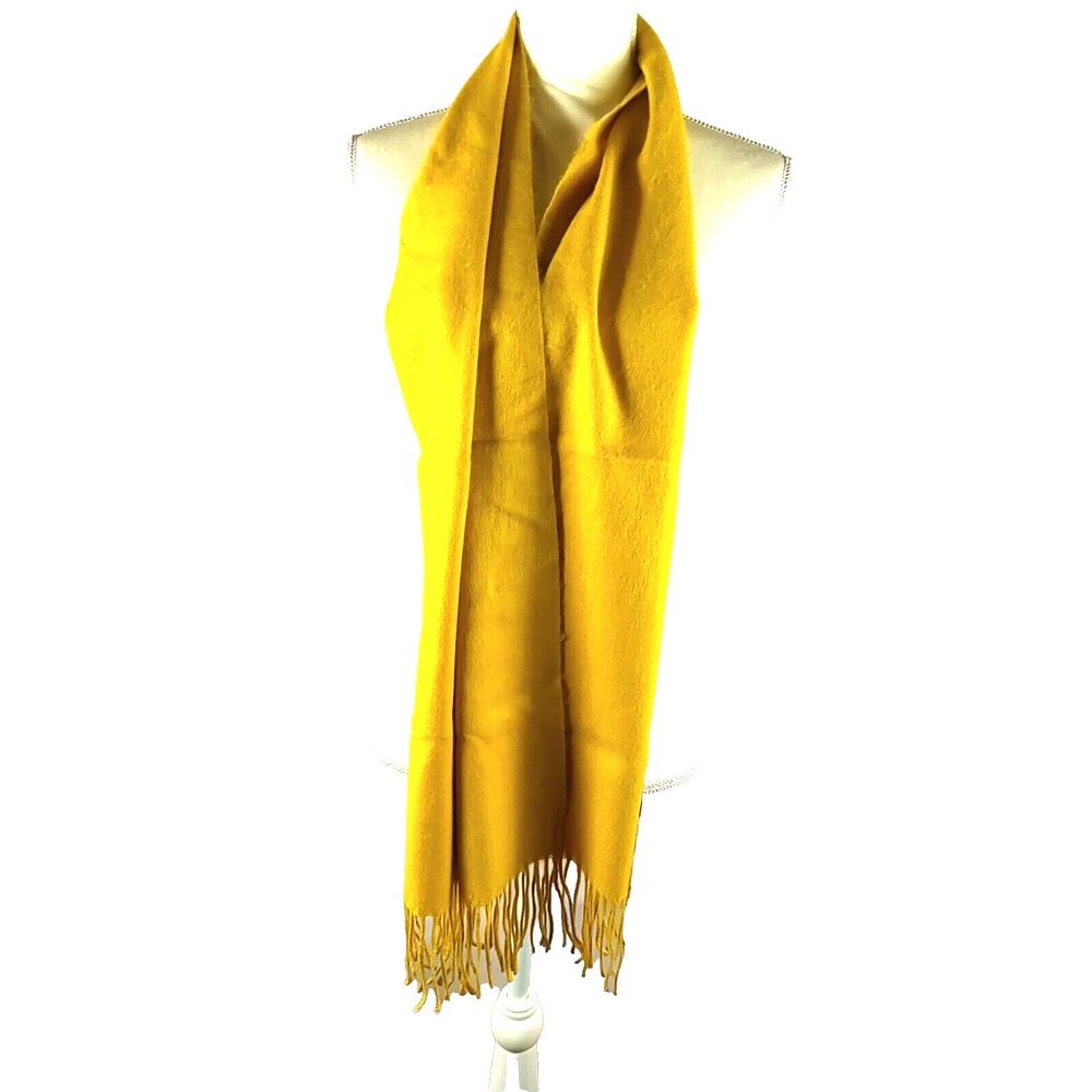 Partner Cashmere Feel Rectangle Long Scarf 36" X 12 Gold Fringe Pashmina